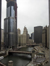 View from the Hotel Room -- Window Washers on the Trump Building Under Construction